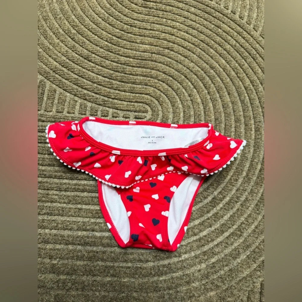 Janie and Jack Swim Set Bundle (2) Floral Ruffle and Ruffle Heart Print